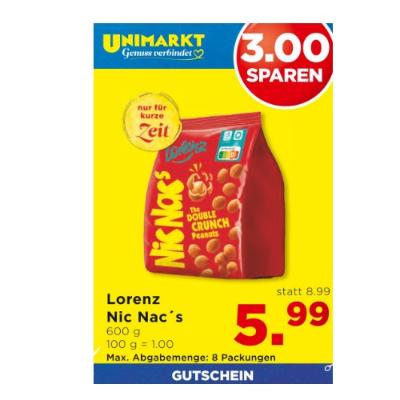 Promotion Bild von Lorenz Nic Nac's je 5.99€ Unimarkt