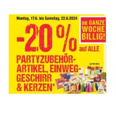 Promotion Bild von -20% auf ALLE PARTYZUBEHÖR-ARTIKEL, EINWEG-GESCHIRR & KERZEN Maximarkt