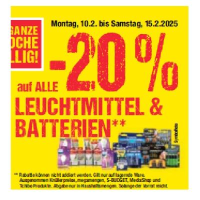 Promotion Bild von -20% auf ALLE LEUCHTMITTEL & BATTERIEN Maximarkt