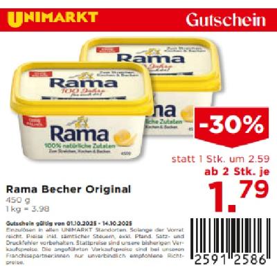Rama Becher Original ab 2 Stk. je 1,79 € Unimarkt