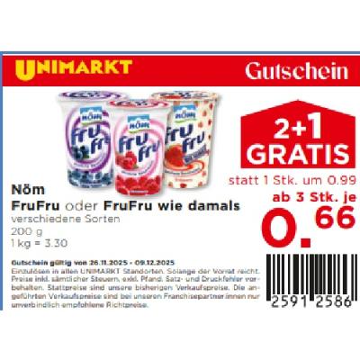 Nöm FruFru oder FruFru wie damals verschiedene Sorten ab 3 Stk. je 0.66€ Unimarkt