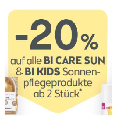 Bild von -20% auf alle BI CARE SUN & BI KIDS Sonnenpflegeprodukte ab 2 Stück BIPA