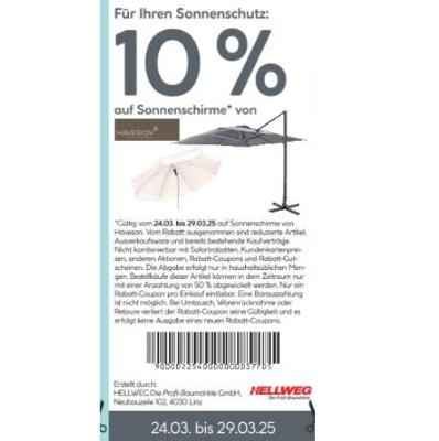 Promotion Bild von 10% auf Sonnenschirme von Haveson HELLWEG