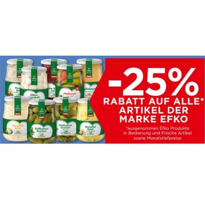 -25% RABATT AUF ALLE ARTIKEL DER MARKE EFKO Unimarkt