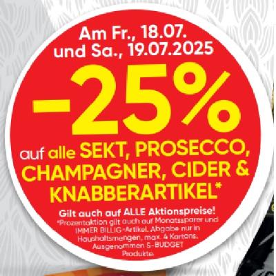 Promotion Bild von -25% auf alle SEKT, PROSECCO, CHAMPAGNER, CIDER & KNABBERARTIKEL SPAR Gourmet