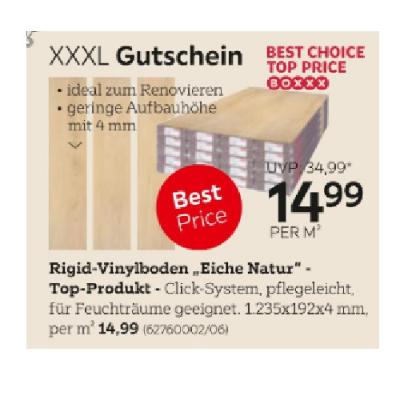 Promotion Bild von Boxxx Rigid-Vinylboden „ Eiche Natur” - Top-Produkt je 14,99€ XXXLutz