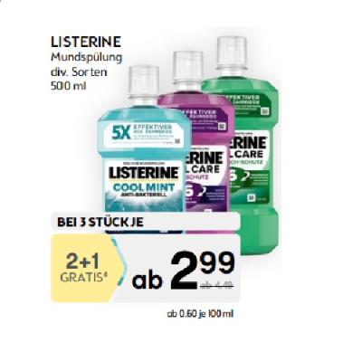Promotion Bild von 2+1 auf LISTERINE Mundspülungen, 500ml, div. Sorten BIPA