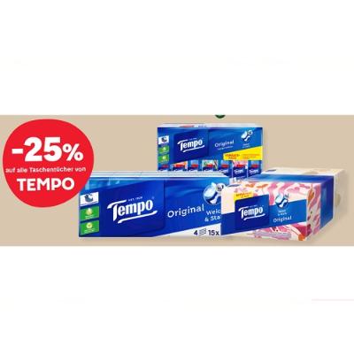 -25% auf alle Taschentücher von TEMPO MPREIS