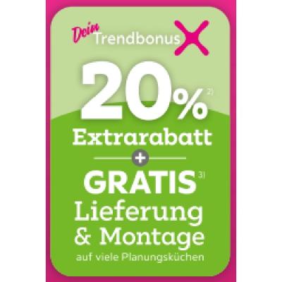 20% Extrarabatt + GRATIS Lieferung & Montage auf viele Planungsküchen mömax