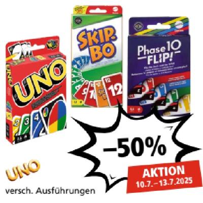 Promotion Bild von 4-Tagesaktion: UNO, SKIP BO und PHASE 10 -50% PAGRO DISKONT