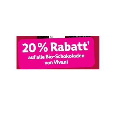 20% Rabatt auf alle Bio-Schokoladen von Vivani Denns BioMarkt
