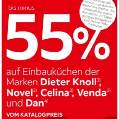 Promotion Bild von bis minus 55% auf Einbauküchen der Marken Dieter Knoll, Novel, Celina, Venda und Dan VOM KATALOGPREIS XXXLutz