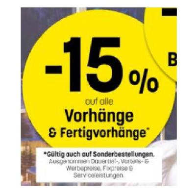 Promotion Bild von -15% auf alle Vorhänge & Fertigvorhänge Betten Reiter