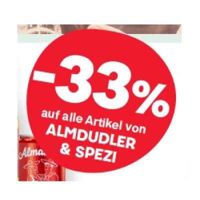 -33% auf alle Artikel von ALMDUDLER & SPEZI MPREIS