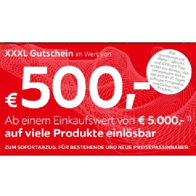 XXXL Gutschein im Wert von € 500,- Ab einem Einkaufswert von € 5.000,- auf viele Produkte einlösbar XXXLutz