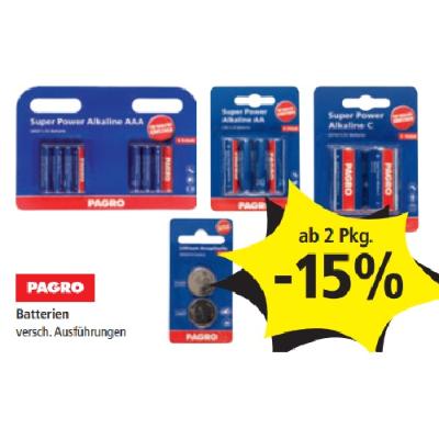 PAGRO Batterien ab 2 Pkg. -15% PAGRO