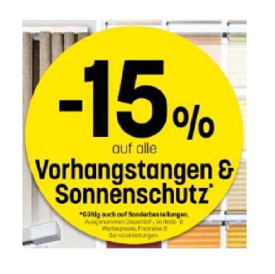 Promotion Bild von -15% auf alle Vorhangstangen & Sonnenschutz Betten Reiter