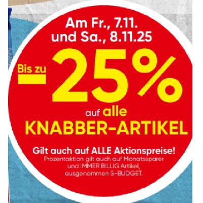 Bis zu -25% auf alle KNABBER-ARTIKEL SPAR