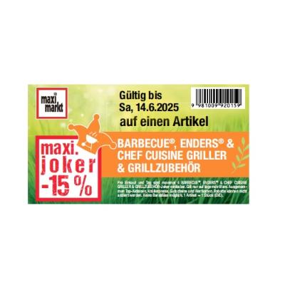 Promotion Bild von maxi.preisjoker -15% BARBECUE, ENDERS & CHEF CUISINE GRILLER & GRILLZUBEHÖR Maximarkt