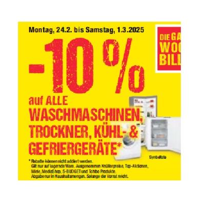 Promotion Bild von -10% auf ALLE WASCHMACHINEN, TROCKNER, KÜHL- & GEFRIERGERÄTE Maximarkt