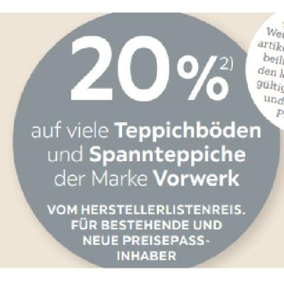 Promotion Bild von 20% auf viele Teppichböden und Spannteppiche der Marke Vorwerk VOM HERSTELLERLISTENREIS XXXLutz