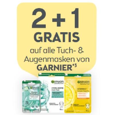 Promotion Bild von 2+1 GRATIS auf alle Tuch- & Augenmasken von GARNIER BIPA