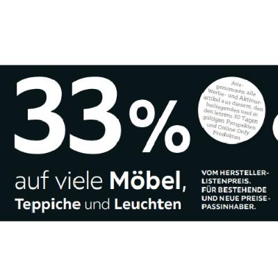 33% auf viele Möbel, Teppiche und Leuchten VOM HERSTELLERLISTENPREIS XXXLutz