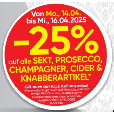 Promotion Bild von -25% auf alle SEKT, PROSECCO, CHAMPAGNER, CIDER & KNABBERARTIKEL SPAR Gourmet