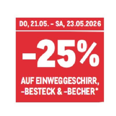 -25% AUF EINWEGGESCHIRR, -BESTECK & -BECHER METRO