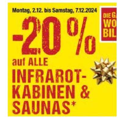 Promotion Bild von -20% auf ALLE INFRAROT-KABINEN & SAUNAS Maximarkt