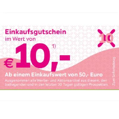 Einkaufsgutschein im Wert von €10,- Ab einem Einkaufswert von 50,- Euro mömax