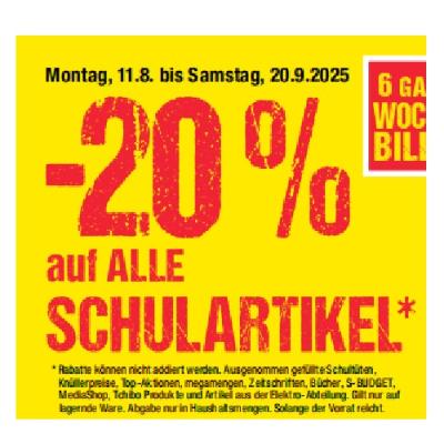-20% auf ALLE SCHULARTIKEL Maximarkt