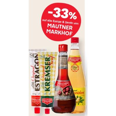 -33% auf alle Essige & Senfe von MAUTNER MARKHOF