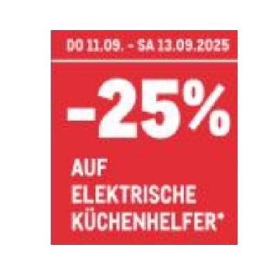 -25% AUF ELEKTRISCHE KÜCHENHELFER METRO