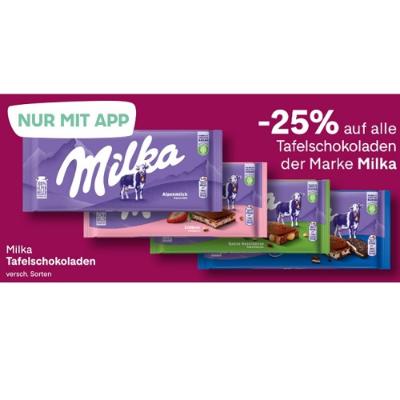 Promotion Bild von -25% auf alle Tafelschokoladen der Marke Milka MPREIS