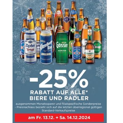 -25% RABATT AUF ALLE BIERE UND RADLER Unimarkt