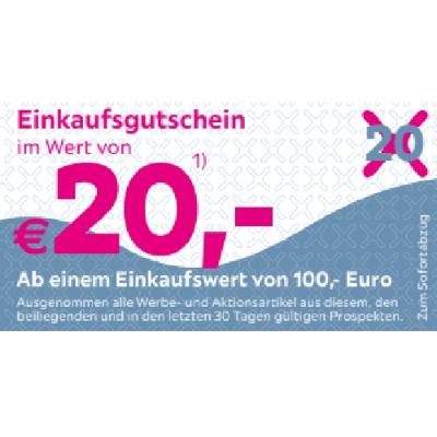 Einkaufsgutschein im Wert von €20,- Ab einem Einkaufswert von 100,- Euro mömax