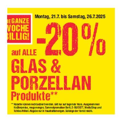 Promotion Bild von -20% auf ALLE GLAS & PORZELLAN Produkte Maximarkt