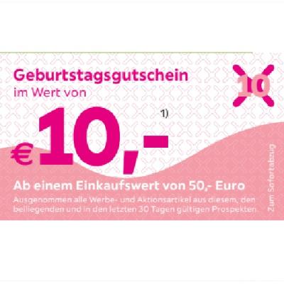 Promotion Bild von Geburtstagsgutschein im Wert von €10,- Ab einem Einkaufswert von 50,- Euro mömax