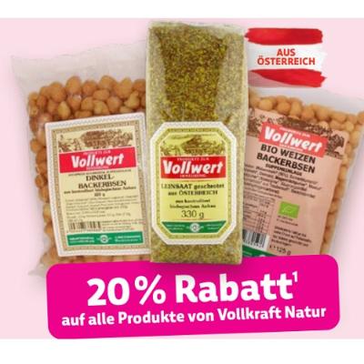 20% Rabatt auf alle Produkte von Vollkraft Natur Denns BioMarkt