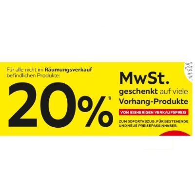 Promotion Bild von 20% MwSt. geschenkt auf viele Vorhang-Produkte XXXLutz