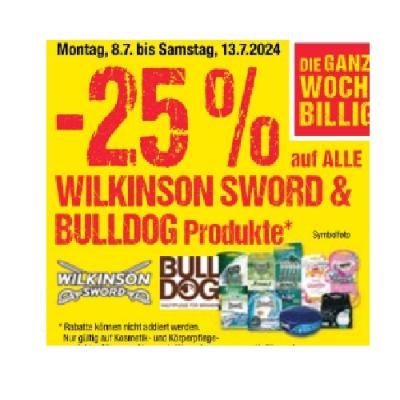Promotion Bild von -25% auf ALLE WILKINSON SWORD & BULLDOG Produkte Maximarkt