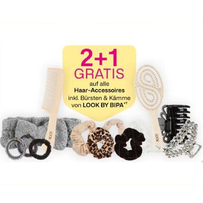 2+1 GRATIS auf alle Haar-Accessoires inkl. Bürsten & Kämme von LOOK BY BIPA BIPA