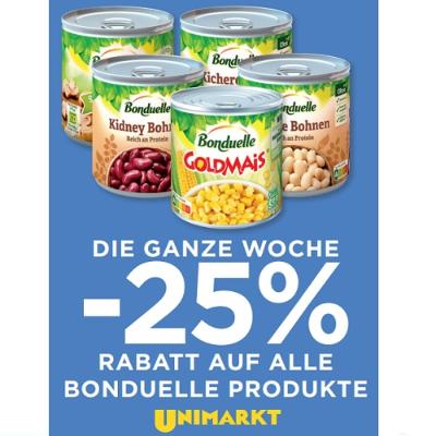 Promotion Bild von DIE GANZE WOCHE-25% RABATT AUF ALLE BONDUELLE PRODUKTE Unimarkt