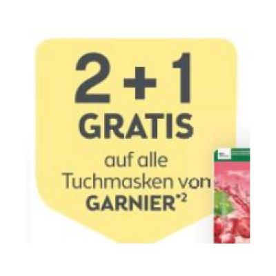 2+1 GRATIS auf alle Tuchmasken von GARNIER BIPA