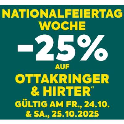 -25% AUF OTTAKRINGER & HIRTER BILLA PLUS