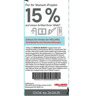 15% auf einen Artikel Ihrer Wahl HELLWEG