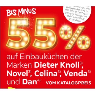 Promotion Bild von BIS MINUS 55% auf Einbauküchen der Marken Dieter Knoll, Novel, Celina, Venda und Dan VOM KATALOGPREIS XXXLutz