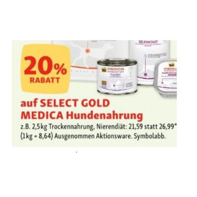 Promotion Bild von 20% RABATT auf SELECT GOLD MEDICA Hundenahrung Fressnapf
