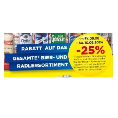 -25% RABATT AUF DAS GESAMTE BIER- UND RADLERSORTIMENT Unimarkt